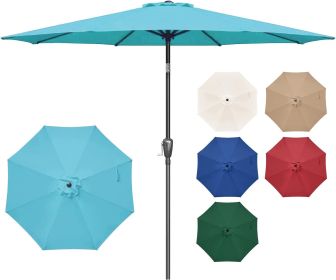 Simple Deluxe 9' Patio Umbrella Outdoor Table Market Yard Umbrella with Push Button Tilt/Crank, 8 Sturdy Ribs for Garden, Deck, Backyard, Pool, Turquo