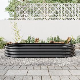 Raised Garden Bed Outdoor, Oval Large Metal Raised Planter Bed for for Plants, Vegetables, and Flowers - Black