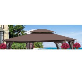 13x10 Ft Patio Double Roof Gazebo Replacement Canopy Top Fabric,Brown