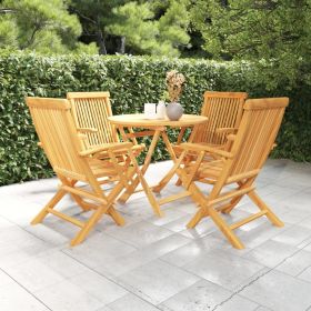 5 Piece Patio Dining Set Solid Teak Wood