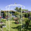 Metal Garden Arch Iron Garden Arbors Gazebo Dia 81.3'' x 114.2'' High Birdcage Shape Pergola Pavilion for Wedding Ceremony White