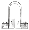 Metal Garden Arch with Gate 79.5'' Wide x 86.6'' High Climbing Plants Support Rose Arch Outdoor Black