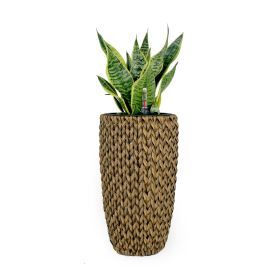 10.6" Self-watering Wicker Planter - Garden Decoration Pot - Natural - Round