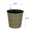 13.4" Self-watering Wicker Decor Planter for Indoor and Outdoor - Round - Natural