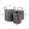 3-Pack Multi-purposes Basket with handler - Hand Woven Wicker - Gray