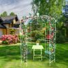 Metal Garden Arch Iron Garden Arbors Gazebo Dia 81.3'' x 114.2'' High Birdcage Shape Pergola Pavilion for Wedding Ceremony White