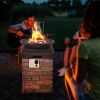 40000BTU Outdoor Propane Burning Fire Bowl Column Realistic Look Firepit Heater