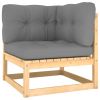 8 Piece Patio Lounge Set with Cushions Solid Wood Pine