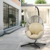 Large Hanging Egg Chair with Stand & UV Resistant Cushion Hammock Chairs with C-Stand for Outdoor Indoor Space