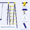 5-In-1 Outdoor Kids Swing Set with A-Shaped Metal Frame and Ground Stake