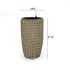 14.6" Self-watering Wicker Planter - Garden Decoration Pot - Beige - Round