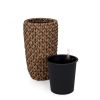 14.6" Self-watering Wicker Planter - Garden Decoration Pot - Natural - Round