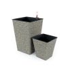 2-Pack Smart Self-watering Square Planter for Indoor and Outdoor - Hand Woven Wicker - Gray