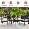 4 Pieces Patio Furniture Sets Rattan Chair Wicker Set Outdoor Bistro