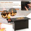 52 Inches Outdoor Wicker Gas Fire Pit Propane Fire Table with Cover