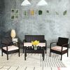 4 Pieces Patio Furniture Sets Rattan Chair Wicker Set Outdoor Bistro