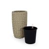 14.6" Self-watering Wicker Planter - Garden Decoration Pot - Beige - Round