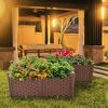 Plastic Raised Garden Bed, Set of 4 Planter Grow Boxes 15" H for Indoor & Outdoor Vegetable Fruit Flower Herb Growing Box