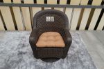 3 PCS Dark Brown Wicker Patio Bistro Set with Round Coffee Table and Brown Cushions