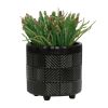 S/2 6/8" TEXTURED PLANTERS, SHINY BLACK