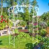 Metal Garden Arch Iron Garden Arbors Gazebo Dia 81.3'' x 114.2'' High Birdcage Shape Pergola Pavilion for Wedding Ceremony White