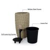 14.6" Self-watering Wicker Planter - Garden Decoration Pot - Beige - Round