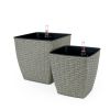 2-Pack Self-watering Planter - Hand Woven Wicker - Thin Square