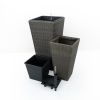 2-Pack Self-watering Planter - Hand Woven Wicker - Square - Expresso