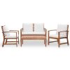 4 Piece Garden Lounge Set with Cushions Solid Acacia Wood