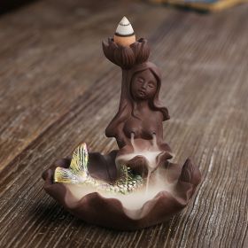 New Product Purple Sand Backflow Smoke Aromatherapy Stove Creative Mermaid Bath Tower Cigarette Backflow Incense Burner Decoration (Option: Lotus mermaid)