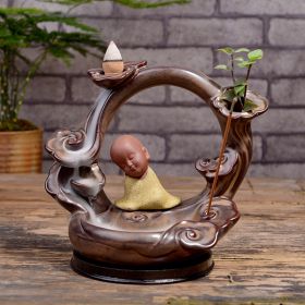 Ceramic Incense Burner Backflow Incense Burner Creative Ornaments Ceramic Backflow Incense Antique Purple Sand Aromatherapy Burner (Option: Jing Si Xiang Yun Huang)