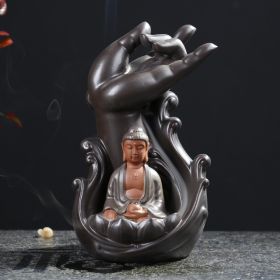 Lotus Bergamot Backflow Incense Burner Creative Ornaments Guanyin Tathagata Ceramic Incense Burner Crafts (Option: Ten Thousand Buddhas Dynasty T)