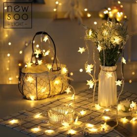 Room layout led lantern flashing string lights starry (Option: Warm white-5M50-Remote control)