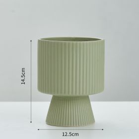 Ceramic Nordic Creative Striped Ceramic Flower Pot (Option: B Green)