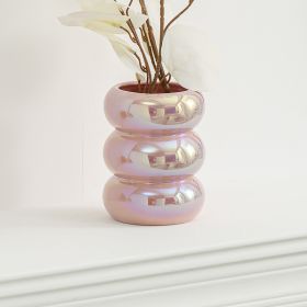 Light Luxury Style Ceramic Vase Decoration Living Room TV Cabinet (Option: Pink-3sections)