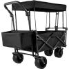 VEVOR Extra Large Collapsible Garden Cart with Removable Canopy, Folding Wagon Utility Carts with Wheels and Rear Storage, Wagon Cart for Garden, Camp