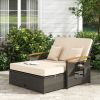 Outdoor Wicker Daybed with Folding Panels and Storage Ottoman