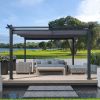 13x10 Ft Outdoor Patio Retractable Pergola With Canopy Sunshelter Pergola for Gardens,Terraces,Backyard, Gray