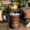 Patio Furniture Rattan Style Patio Beverage Cooler Bar Table