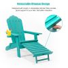 TALE Folding Adirondack Chair with Pullout Ottoman with Cup Holder;  Oversized;  Poly Lumber;   for Patio Deck Garden;  Backyard Furniture;  Easy to I