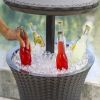 Patio Furniture Rattan Style Patio Beverage Cooler Bar Table