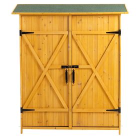 Outdoor Storage Shed with Lockable Door, Wooden Tool Storage Shed with Detachable Shelves and Pitch Roof, Natural/Gray (Color: natural)